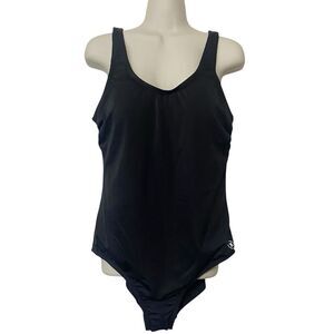 Hurley Womens Size XXL Black Ribbed Knit One Piece Swimsuit Beach Vacation